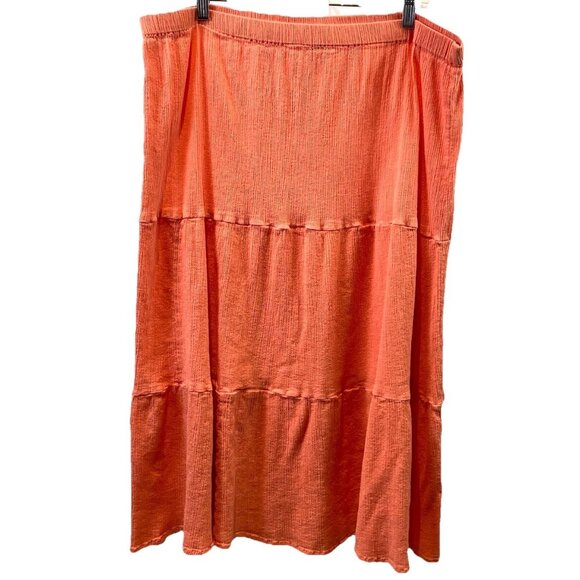 CW Classics Womens Skirt Orange Sherbet 100% Cotton Pull On Boho Cottage Size 3X - Picture 1 of 7